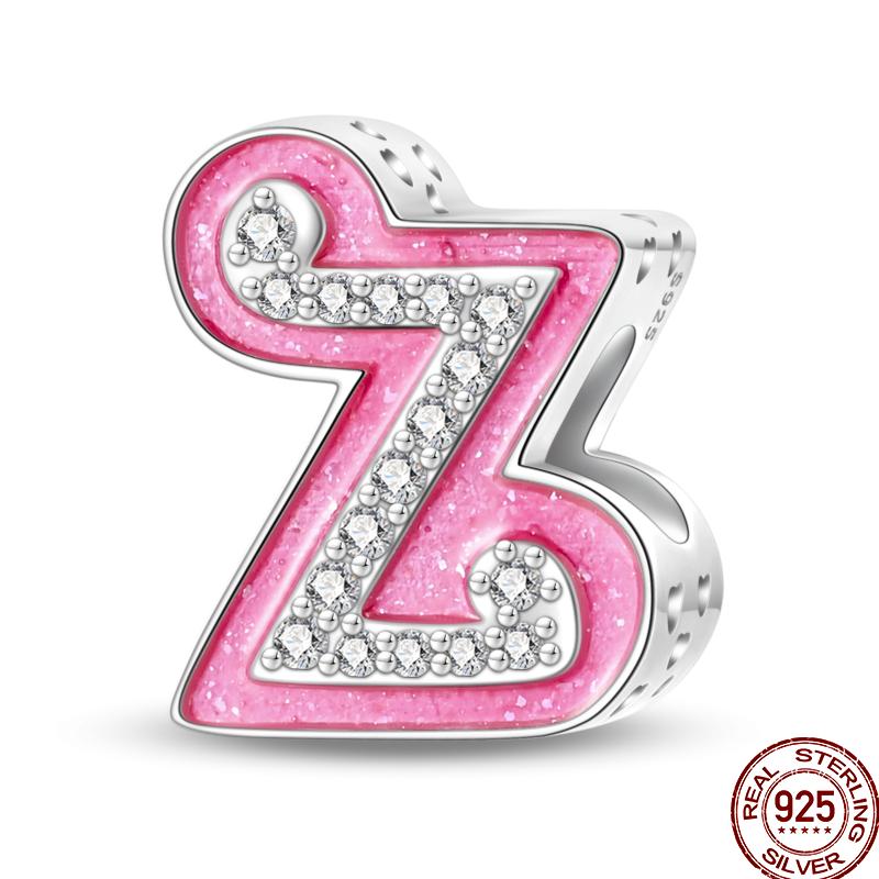 Copper Pink 26 Letters Valentine'S Day Gift Beads Suitable For Pan Original Bracelet Diy Birthday