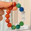 Large Grain Natural White Crystal Chalcedony Green Chalcedony Red Chalcedony Design Bracelet Bracelet