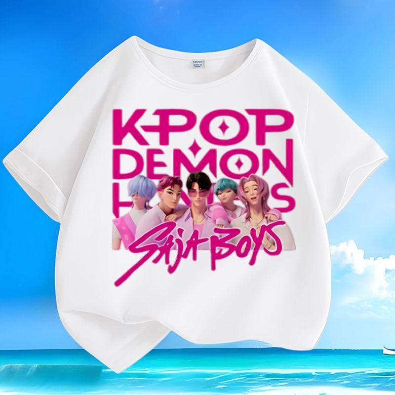 Boys and Girls Fashionable Demon-hunting Girl Group SAJABOYS Boys Group Shirt Summer Children s Loose Pure Cotton T-shirt 100 1150₽