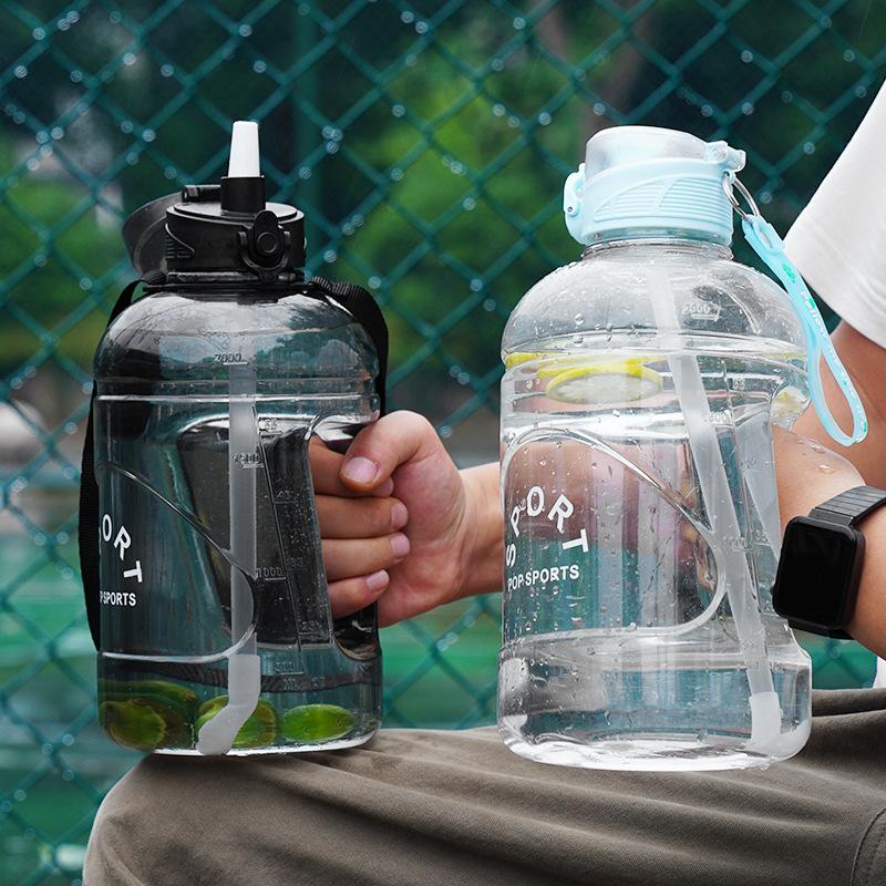 Water Bottle Large Capacity Sports Kettle Men's Fitness Outdoor Space Pot Ton Ton Bucket Sports Pot Straw Plastic Cup