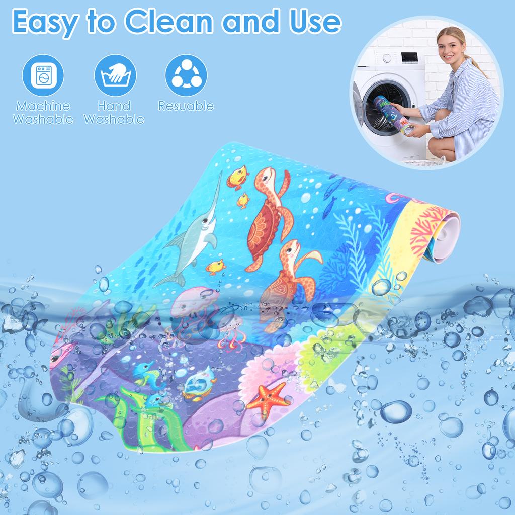 Baby Bath Mat for Tub Non Slip Kids Bath Mat with Suction Cup Cartoon Shower Bathtub Mats Toddler Massage Pad
