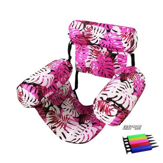 Three-Tube Maple Leaf Inflatable Pool Float with Hammock Seat and Foldable Backrest.