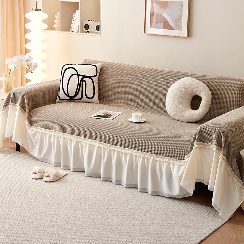 

Sofa Towel Cover Cloth Anti Slip French Cream Style Full Package Universal Cloth Blanket Skin Friendly Delicate Decorative Pad 180x130cm1pcs