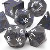 7 Pcs Black Flower Metal Dice Solid Metal Polyhedral Dice Set Suitable for Role-Playing RPG Board Game Card Game