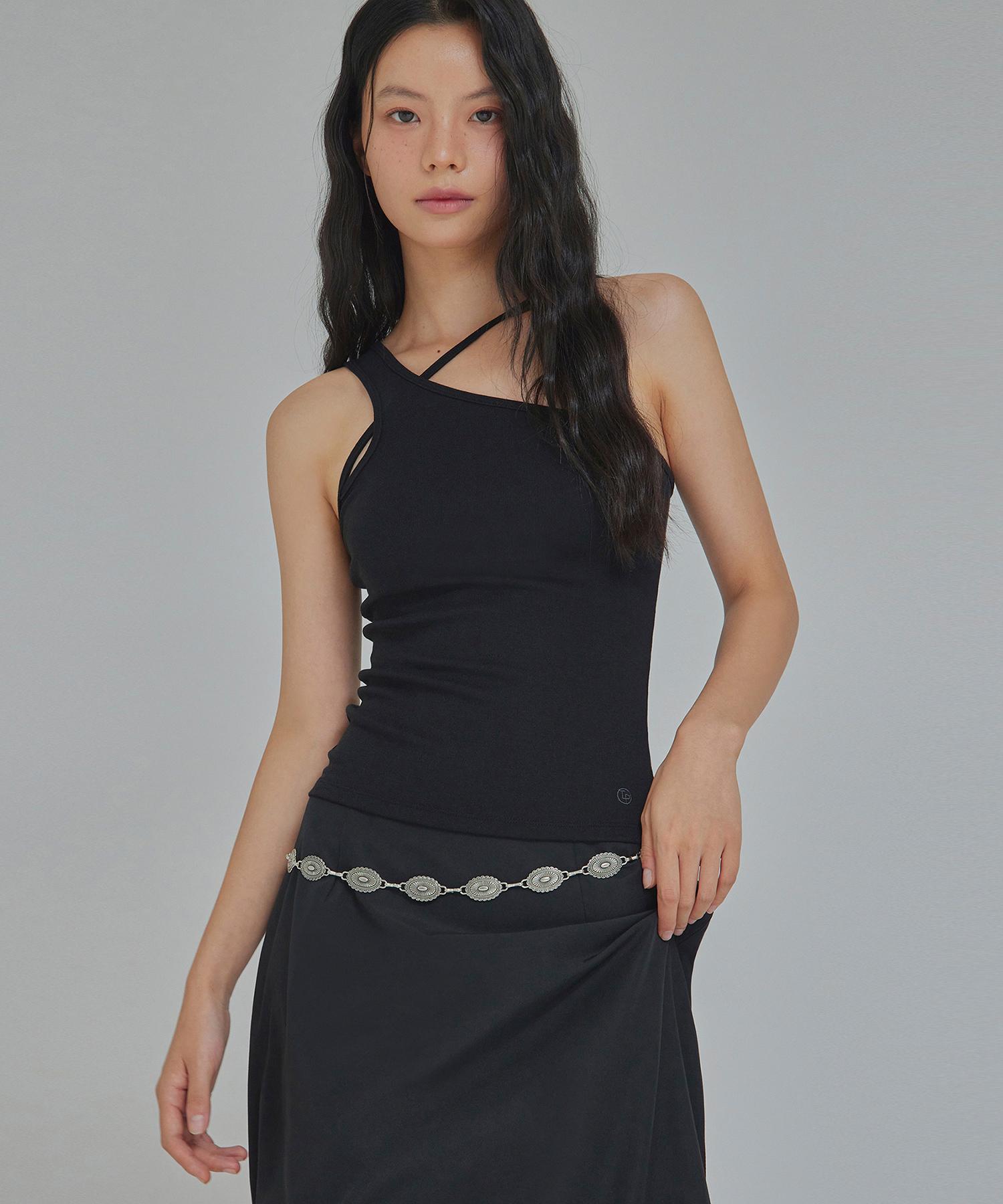 Top Girl Two-Way Unbalanced Sleeveless Top_T416Tp111 Stone Beige/Xs-S