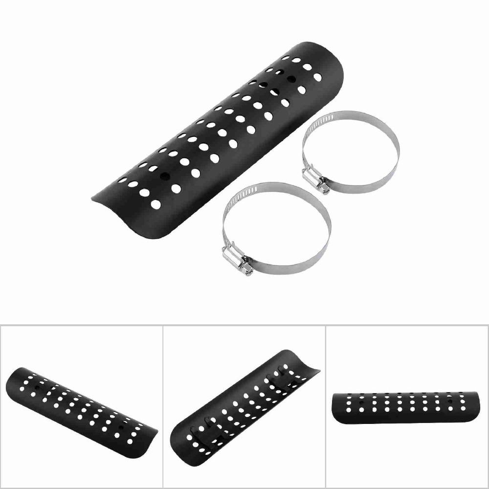 Aluminum Motorcycle Heat Shield Ventilation Hole Stainless Steel Clamps Exhaust Heat Cover Thermal Insulation Scratch