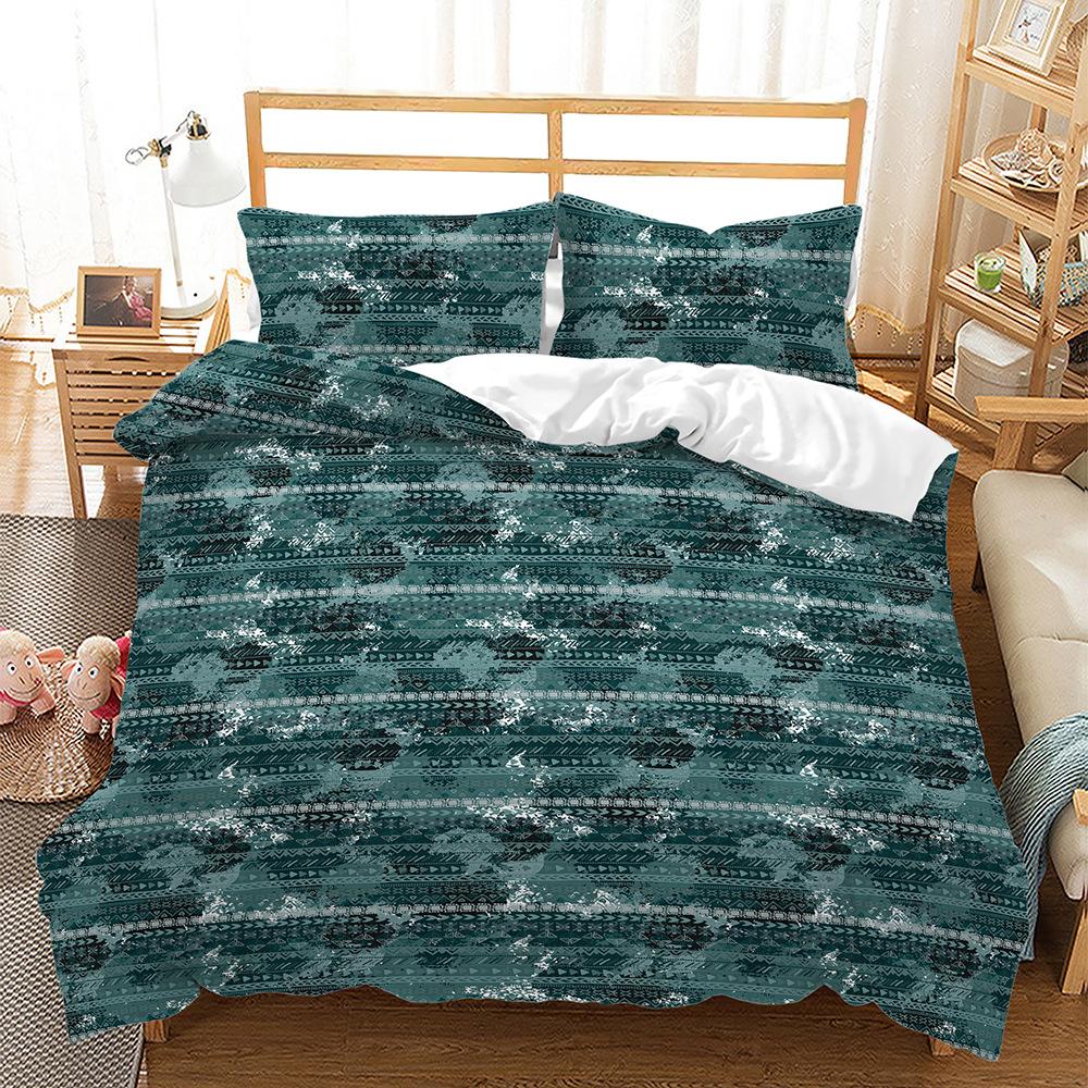 

Three-Piece Quilt Cover Kit Simple Striped Ethnic Style Bedding 135 * 200 (two-piece set) 90g