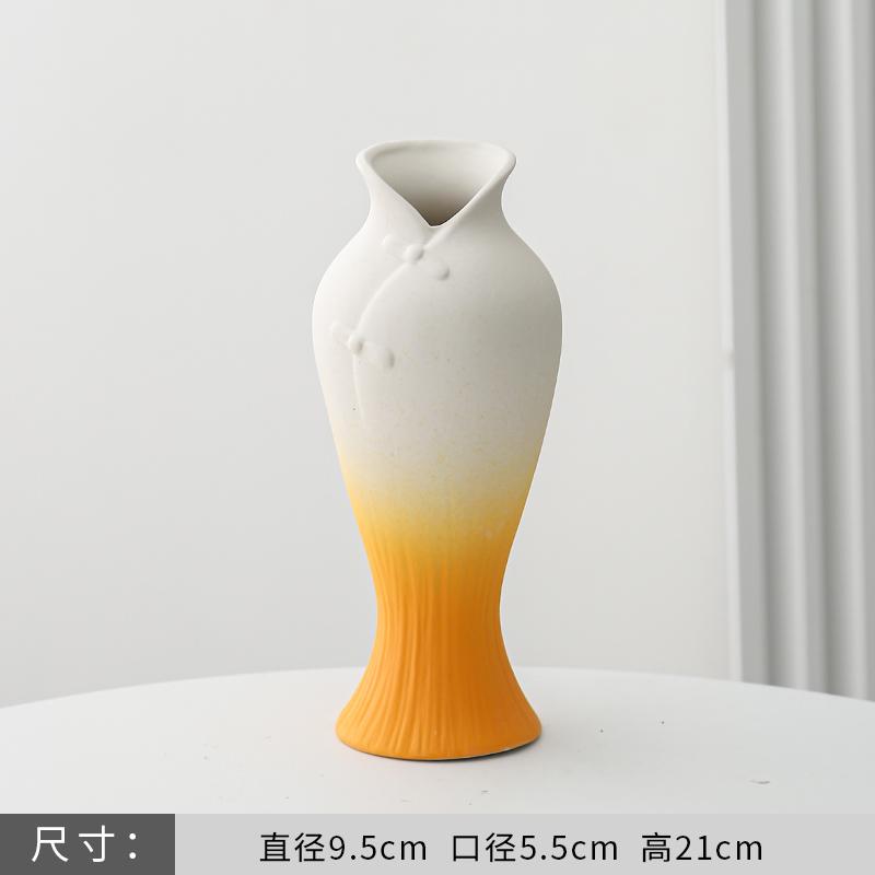 Chinese style Ceramic Qipao Shaped Vases, Home Dining Table Living Room Bedroom Office Decorations Accessories, Flower Ware, 1Pc