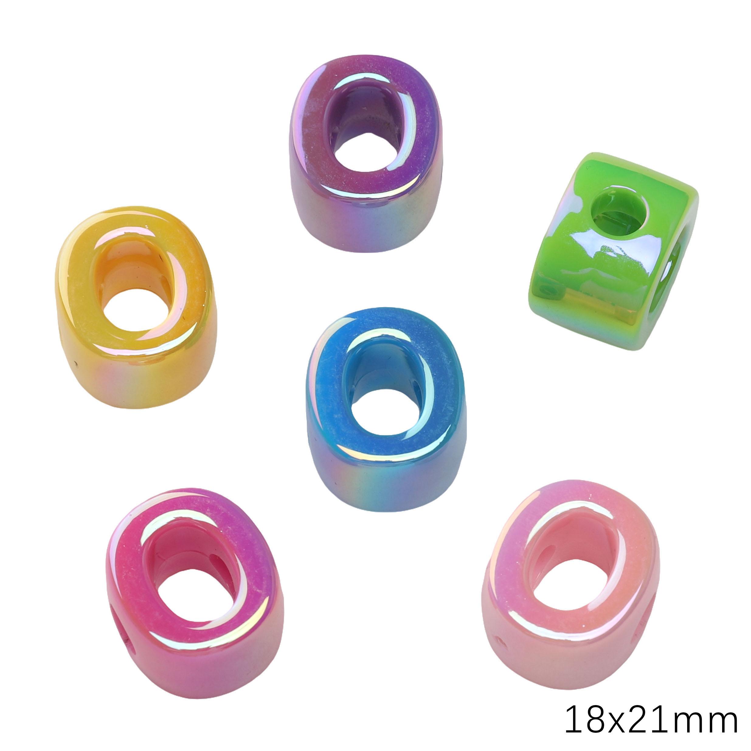 

5 шт. Акриловые радужные ракушки Бусины с большими отверстиями и буквами Аксессуары для изготовления ювелирных изделий O 18×21mm