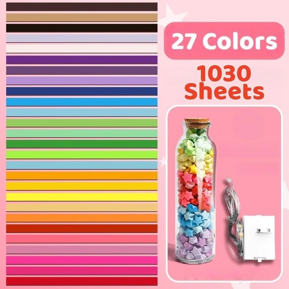 DIY Five Pointed Star Wishing Bottle Kawaii Rainbow Color Origami Stars Paper Strips Decorative House Decoracion