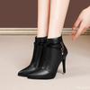 Women's Short Boots Women's New Large Size High-heeled Fashionable versatile Boots Plus Cotton Warm comfortable Nude shoes