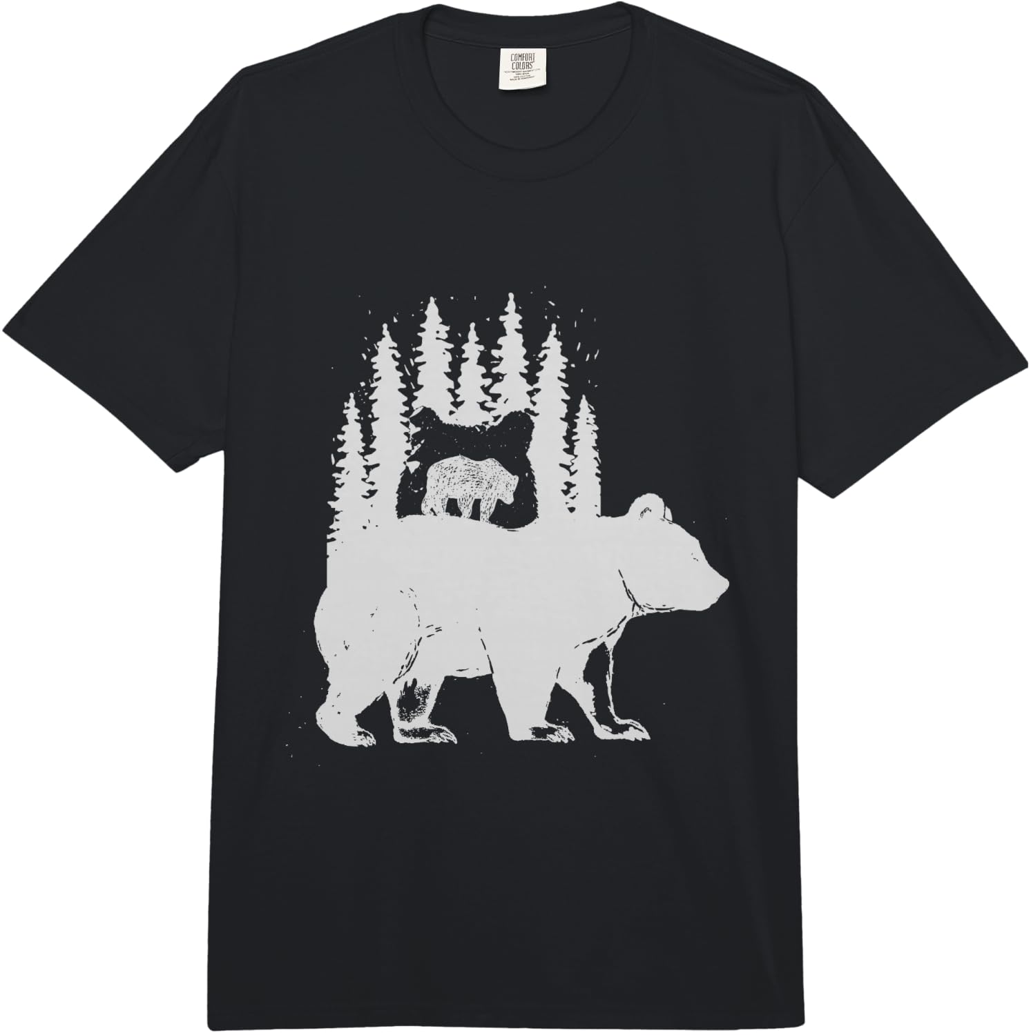 Little Bear Silhouette Wildlife Gift Fun Comfort Colors Adult Heavyweight Unisex T-Shirt XL