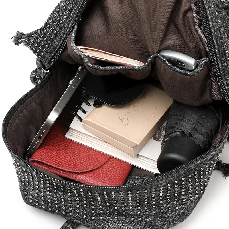 Denim Backpack Punk Rivet Backpack