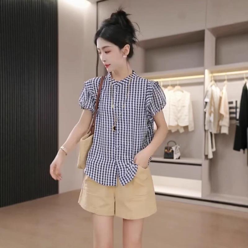 Trendy Plaid Women's Short-Sleeve Shirt - Summer 2025 Collection
