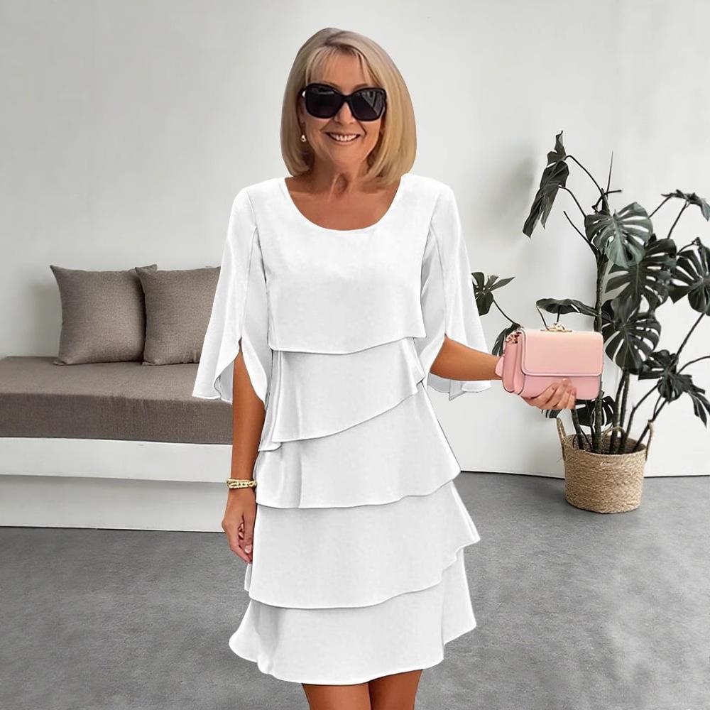 European and American women s clothing 2026 spring and summer new models, retro and elegant layered cake dress, commuter casual dress S