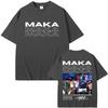 Rapper Maka Double Sided Print Tshirt Aura Tour Unisex Wounisex Hip Hop Fashion Pop Music T Shirts Male Casual Black Vintage T Shirt