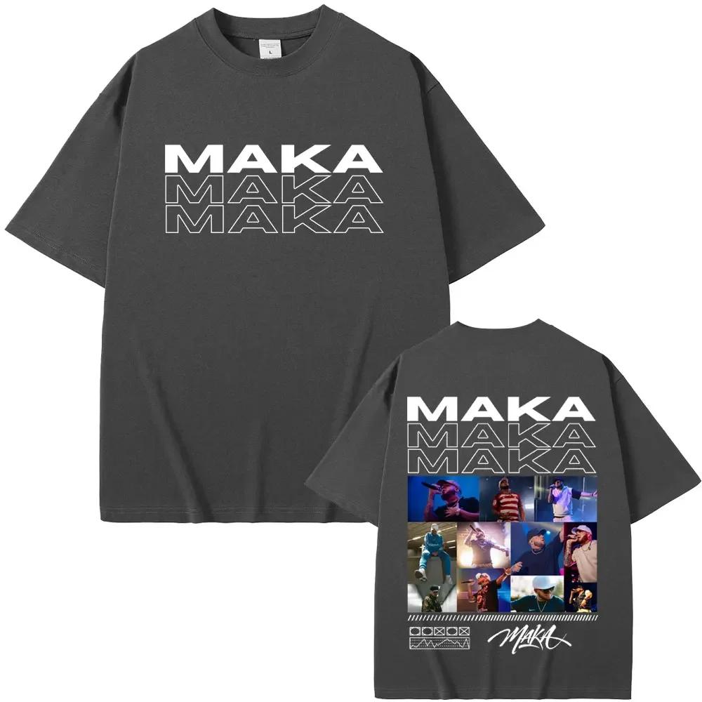 Rapper Maka Double Sided Print Tshirt Aura Tour Unisex Wounisex Hip Hop Fashion Pop Music T Shirts Male Casual Black Vintage T Shirt