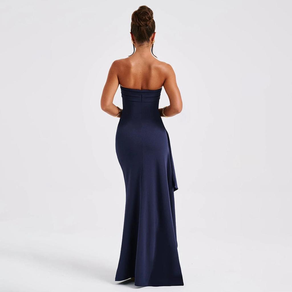 Spring Sweet & Spicy Style Irregular Strapless Collarless Dress Elegant Women's Casual Dress