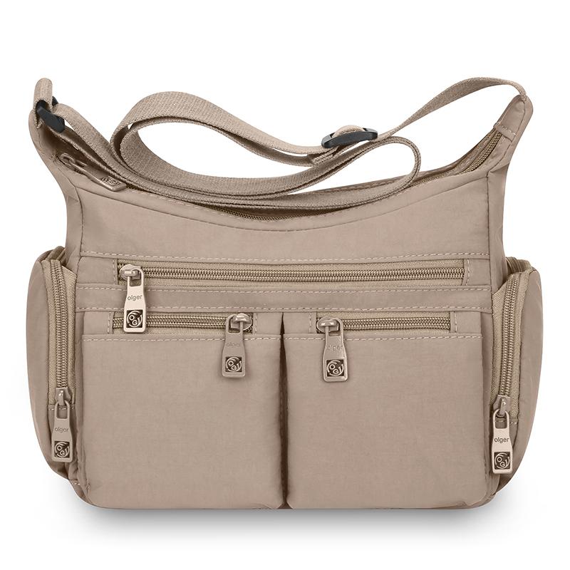 Wasserdichte Nylon-Crossbody-Tasche für Damen Mehrere Taschen Schulter-Handtasche mit Reißverschluss