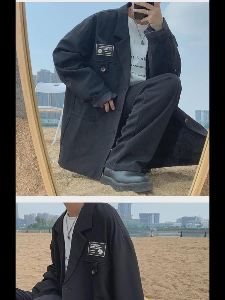 Trendiger dreiteiliger Herrenanzug im koreanischen Stil für den Herbst: Hübsches Set aus kleiner Anzugjacke und Hose