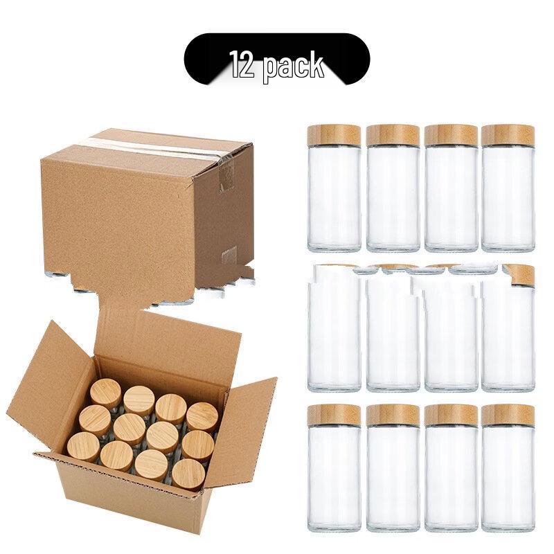 Стеклянные банки для специй с деревянными крышками