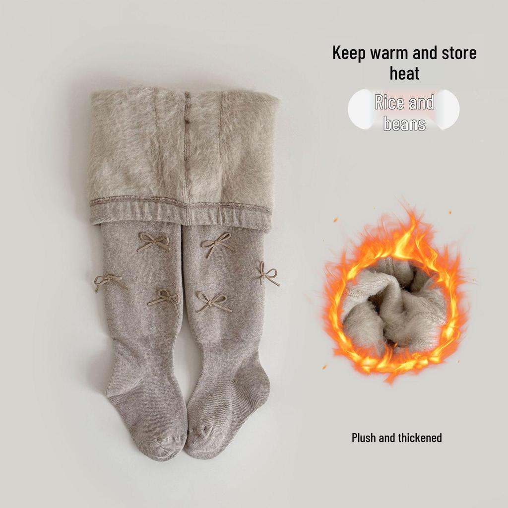 Girls' Fleece-Lined Footed Tights - Thick, Warm, Elastic & Anti-Pilling for Autumn/Winter