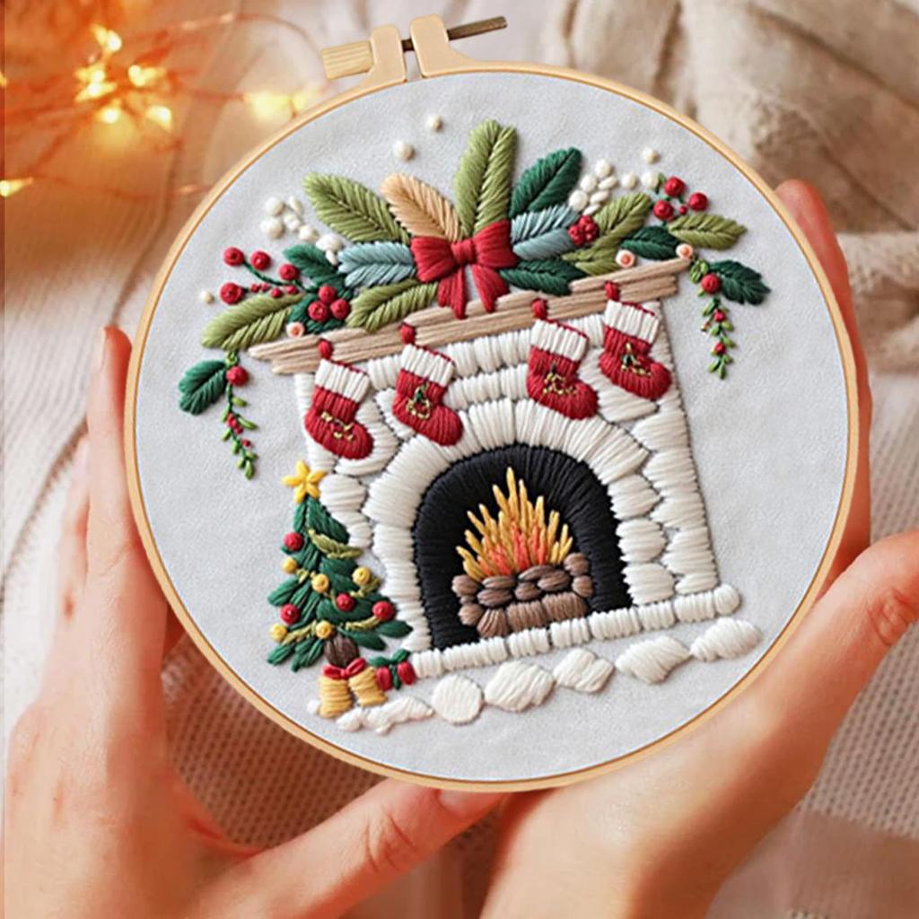 Christmas Embroidery Kit 3-Piece Holiday Handcraft Set Christmas Cross Stitching Kits For Women Adults Mother Teens Girlfriend
