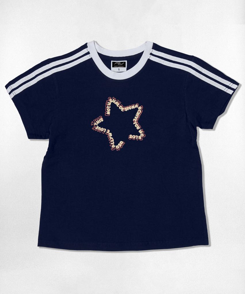 Nasyujeueol Star Font Logo Semi-Crop Short Sleeve T-Shirt 6 Colors