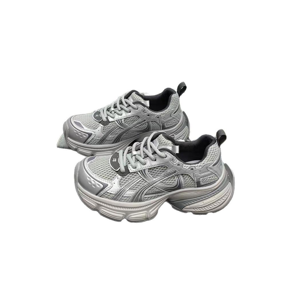Soft Leather Version Mesh Breathable Little White Shoes Women's 2025 New Versatile Thick-soled Comfortable Height-increasing Dad Sneakers
