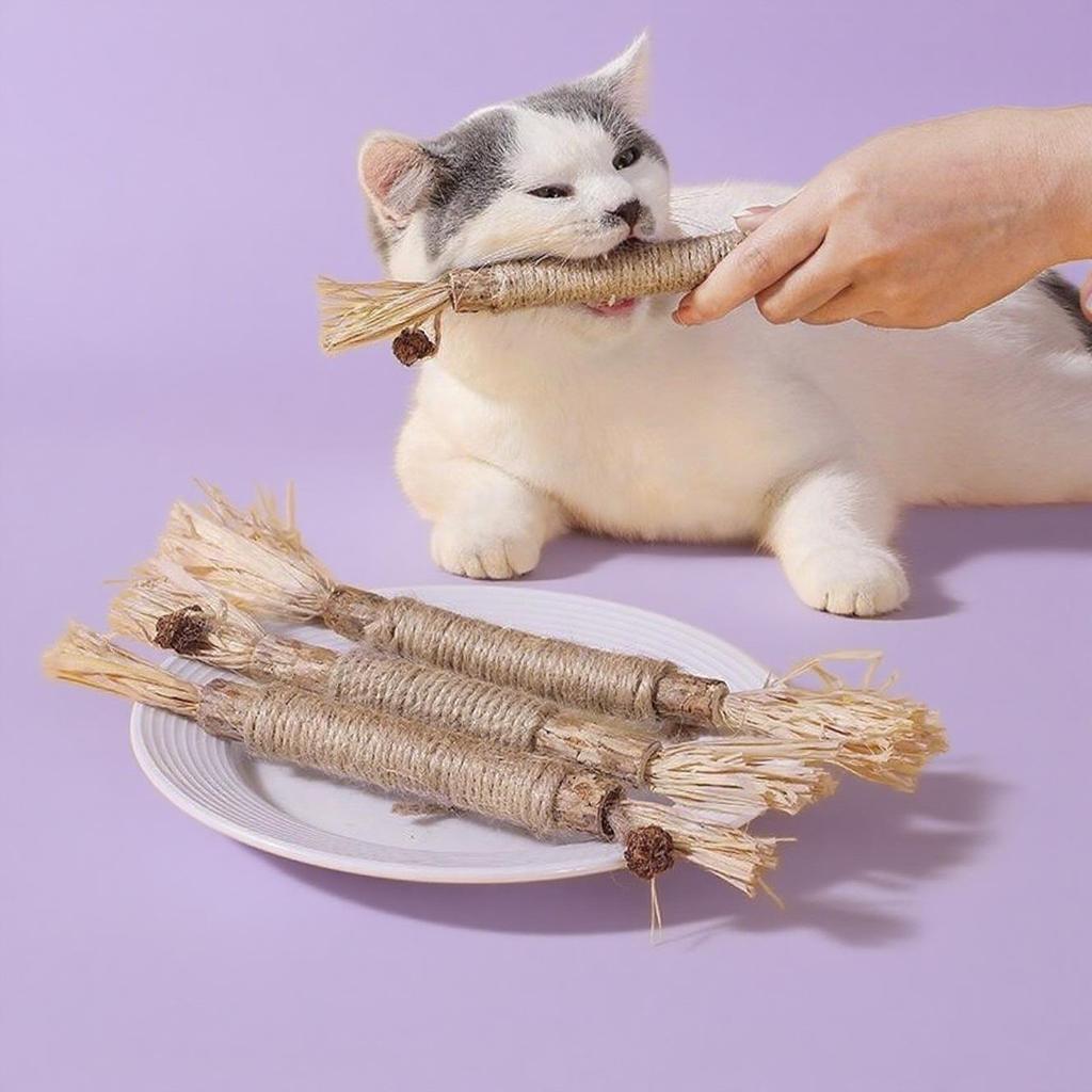 Matatabi Chew Stick Cat Toy - Bite-Resistant Catnip Ball & Teaser Wand for Boredom Relief