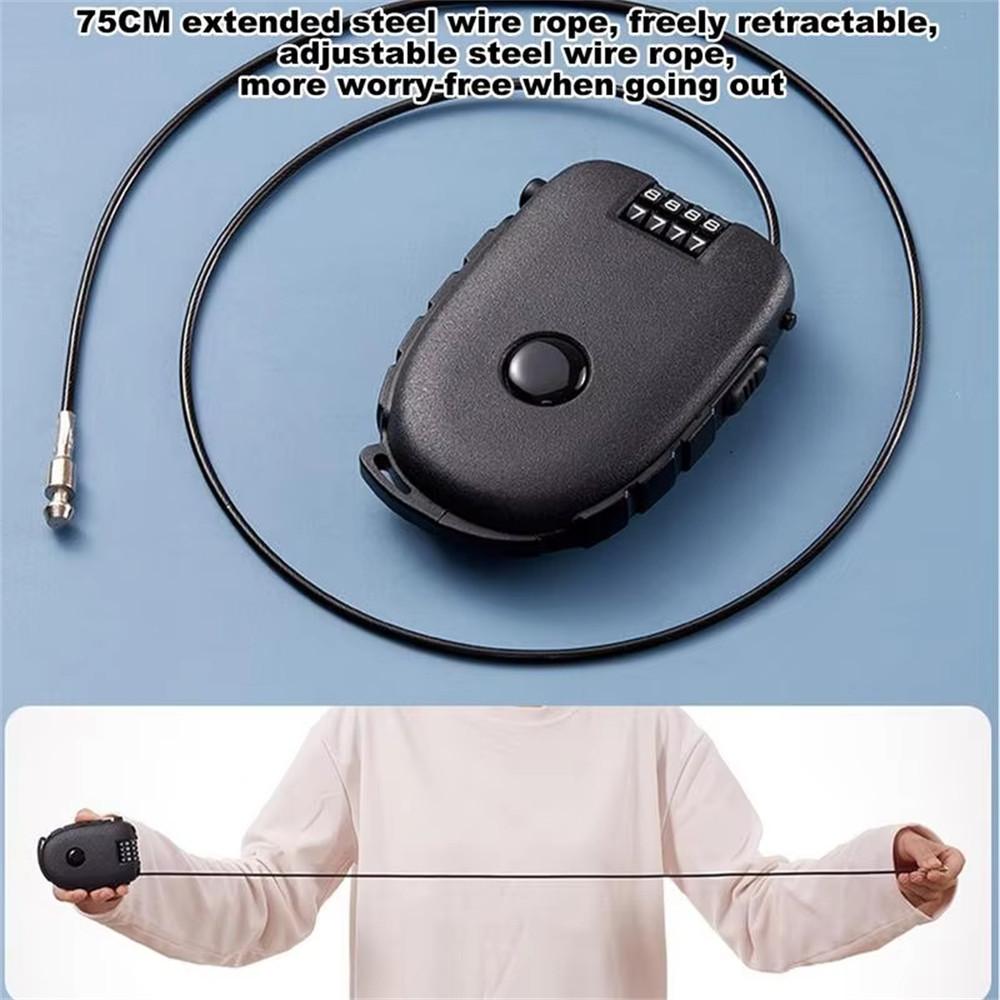 605 Steel Cable Lock 130cm Retractable 4-Digit Combination Lock Portable for Stroller Variable Speed Bike