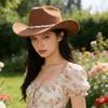 Sparkling Rhinestones Belt Western Cowboy Hats In Comfortable Woolen For Music Festivals And Outdoor Adventures