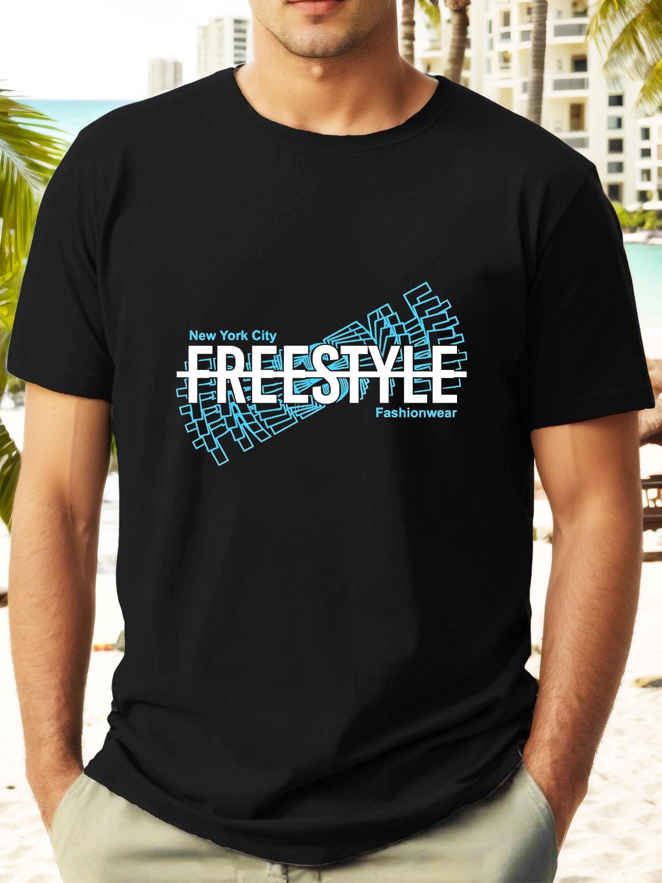 FREESTYLE Graphic Tee - Casual Summer Short Sleeve T-shirt XXXL