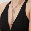 Two-tone Zircon Pull-out Necklace: European & American Style, Stainless Steel, Niche Ins Design, High-end Jewelry