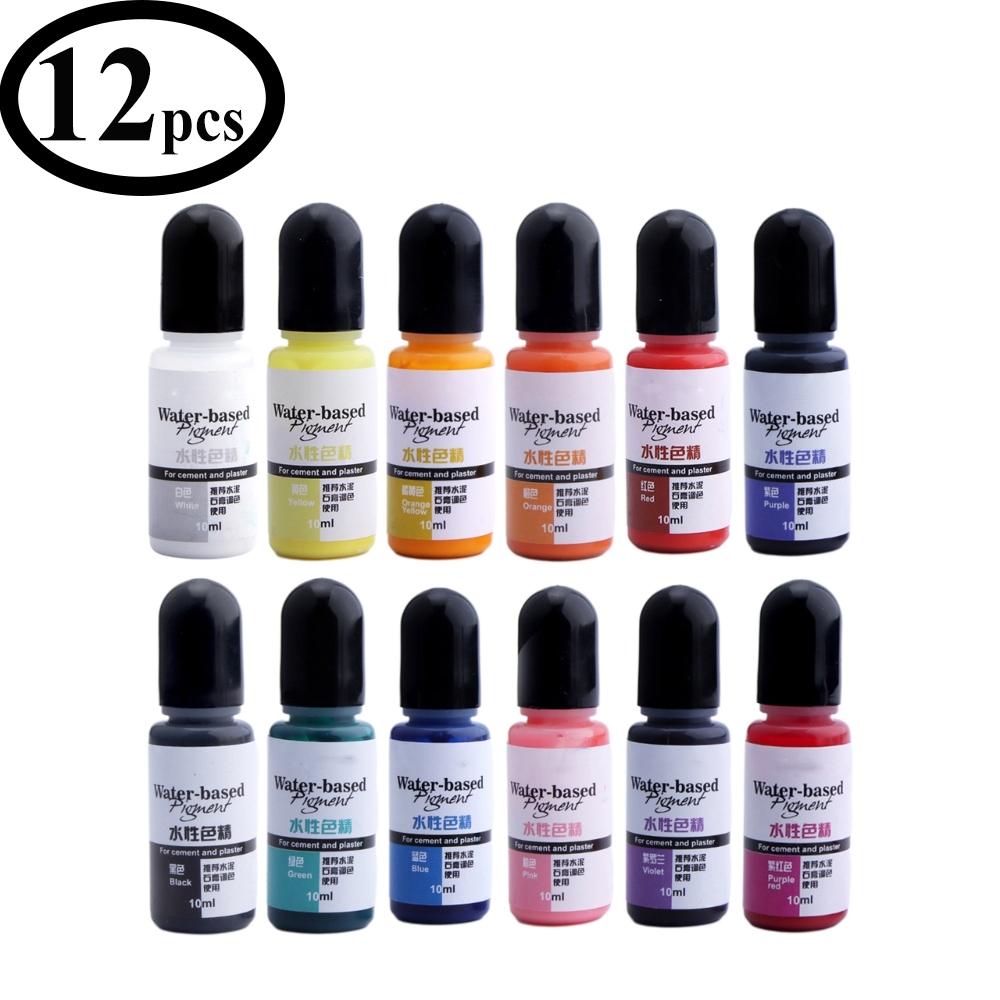 

12 Colors 10ml Gypsum Cement Pigment Liquid Dyeing Handmade Plaster Craft Making Concentrate Coloring Dye Gypsum Powder Color