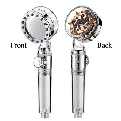 New Propeller Driven PP Cotton Filter Shower Head with Stop Button Turbocharged High Pressure Handhoeld Shower Nozzle