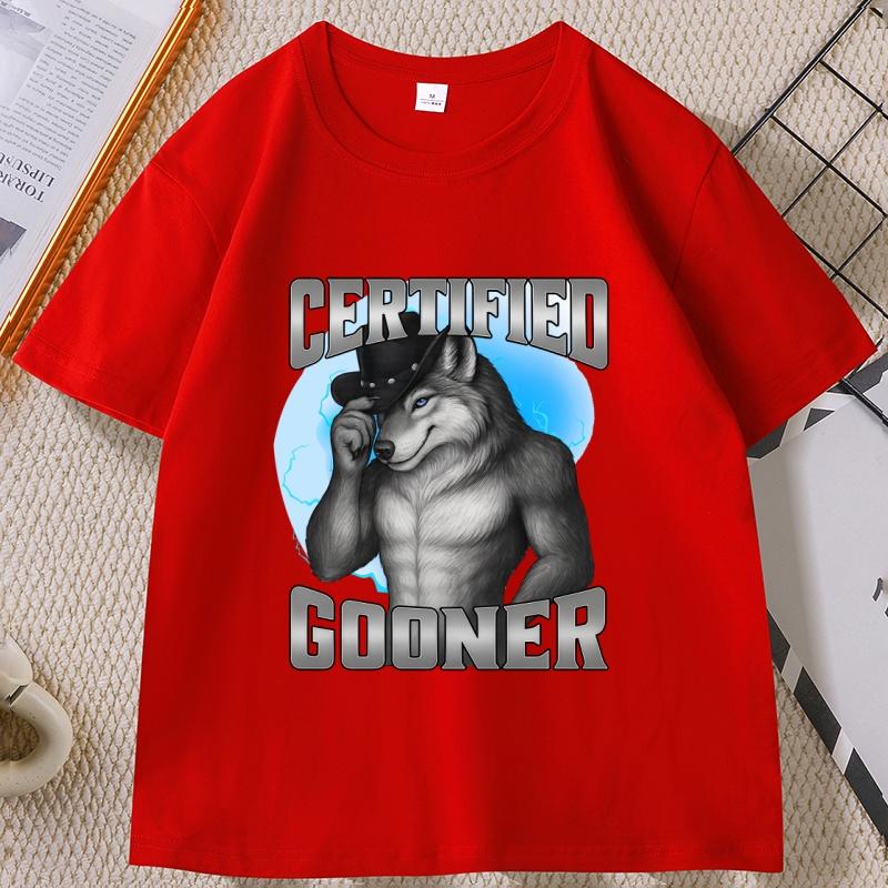Certified Gooner T Shirt Funny Werewolf Meme Tshirt Casual Cotton Short Sleeve for Unisex Women Humor T Shirt Unisex Clothing S