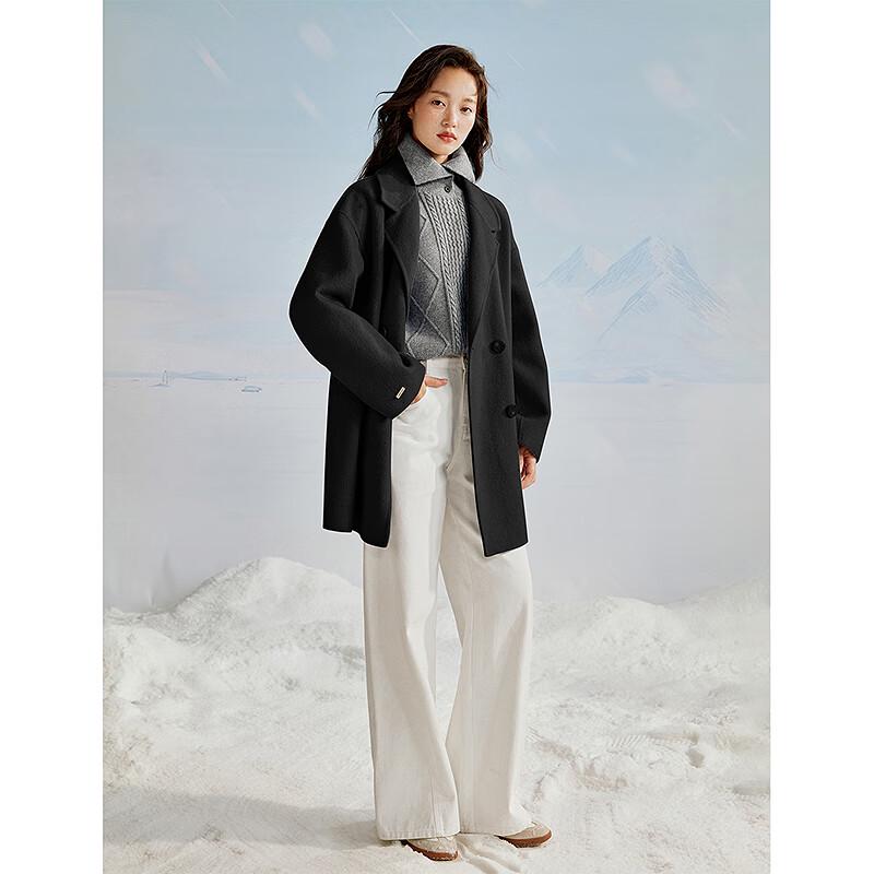 INMAN Women's Alpaca Silk Double-Faced Wool Blend Mid-Length Coat