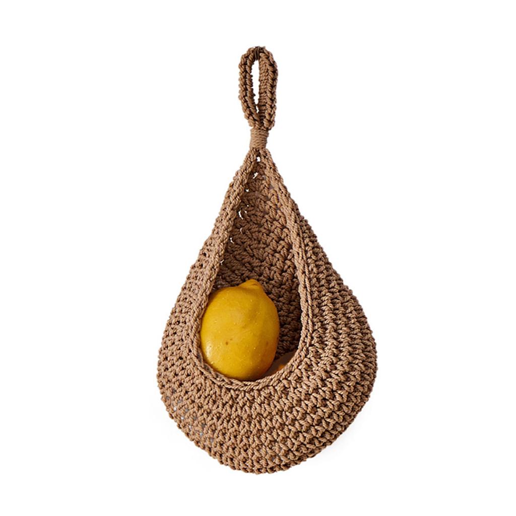 Space Saving Hanging Fruit Basket Craft of Sturdy Jutes Rope With Breathable Mesh Designs for Kitchen or Balcony