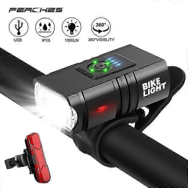 USB Rechargeable Bike Light T6 LED MTB Bicycle Front Back Rear Taillight Cycling