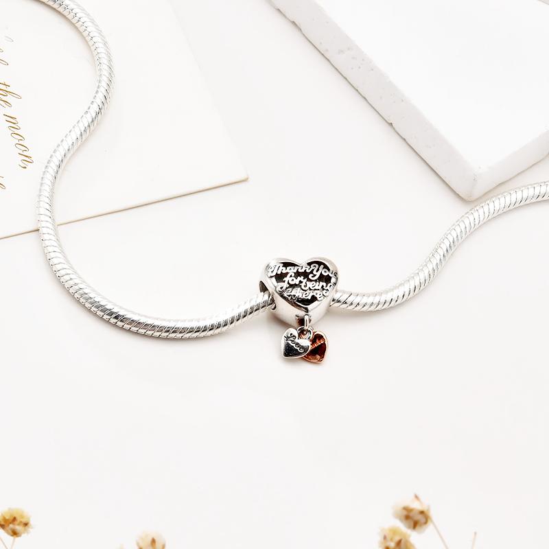 Love You Mum, Dad, Friend, Sister, Family Heart Charm Bead fit European Original Silver Bracelet DIY Jewelry Gift for Women