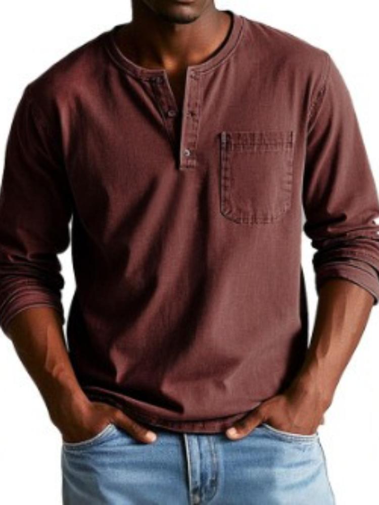 

Мужская светло-фиолетовая рубашка хенли с нагрудным карманом 5XL красный