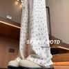 Women's Floral Spring Wide-Leg Sweatpants: High-Waist, Loose, Casual, Straight-Leg Pants