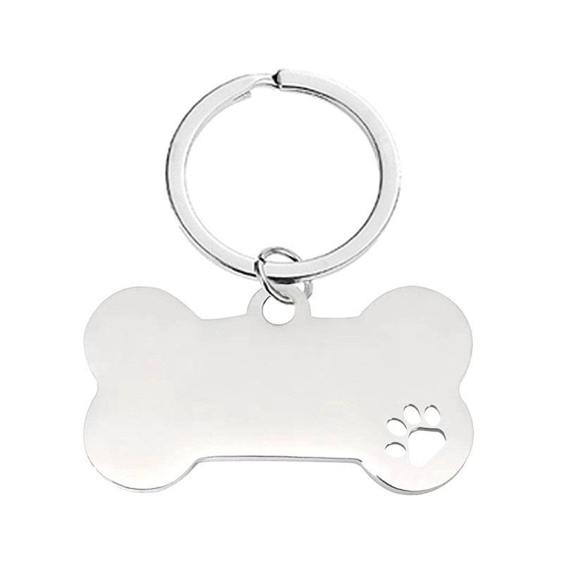 Engraved Metal Bone Pet Pendant Keychain with Logo