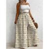 Large size women's printed loose wide leg pants, elegant with pockets, suitable for vacation and daily wear