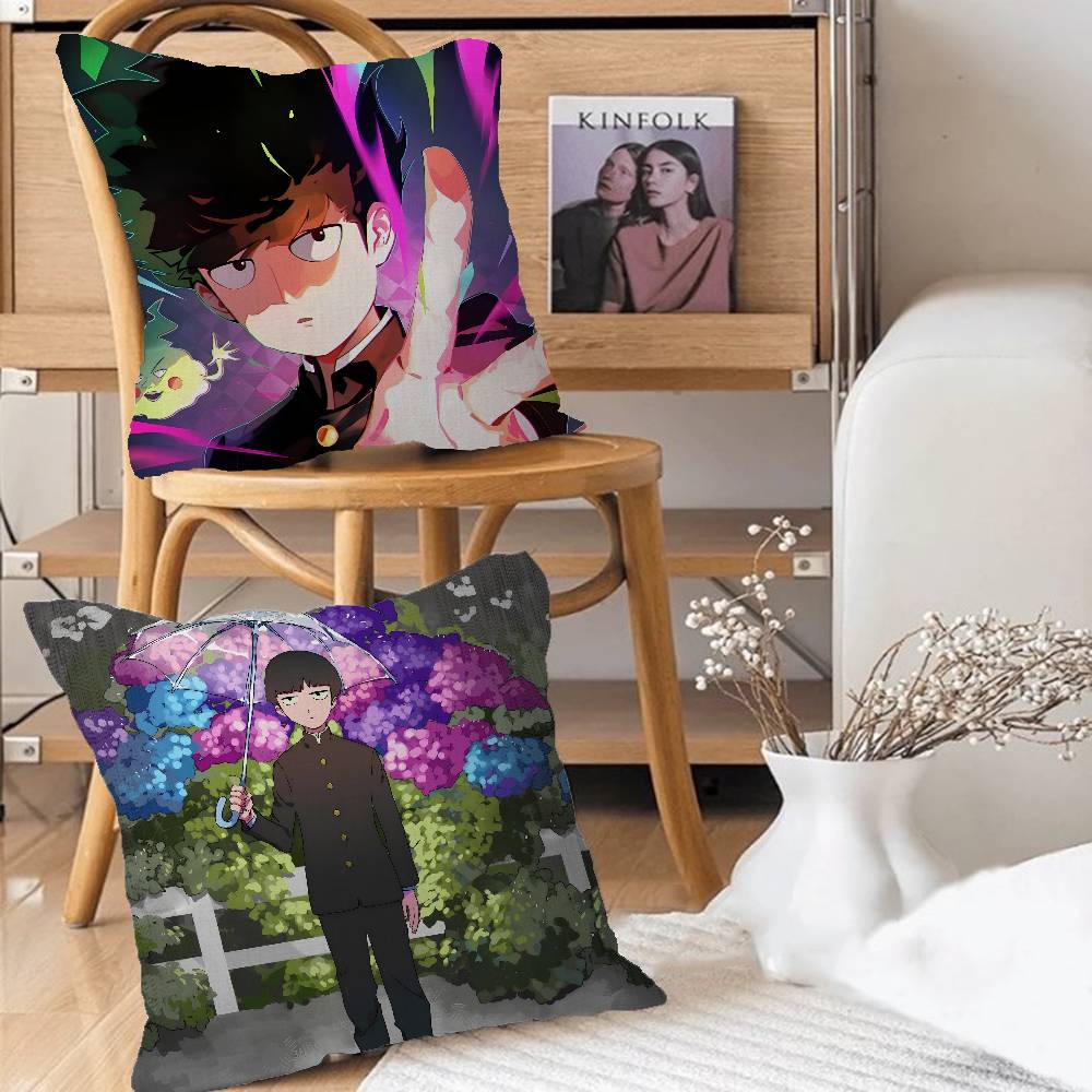 M-MOB PSYCHO 100 Cartoon Animation Pillow Covers Cartoon Sofa Decorative Home Double-sided Printing Short Plush Cute Cushion
