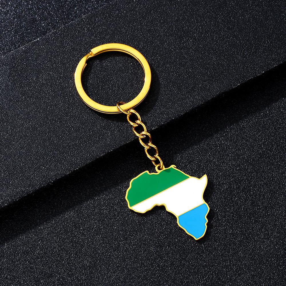 Portachiavi Premium in Acciaio Inossidabile con Ciondolo Mappa Bandiera Africa Ghana Nigeria Capo Verde Congo Uganda Regalo per Appassionati di Viaggi