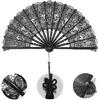 Compact Black Anime Fan Bamboo Folding Fan Costume Accessory Vintage Styles Lace For Everyday Carry