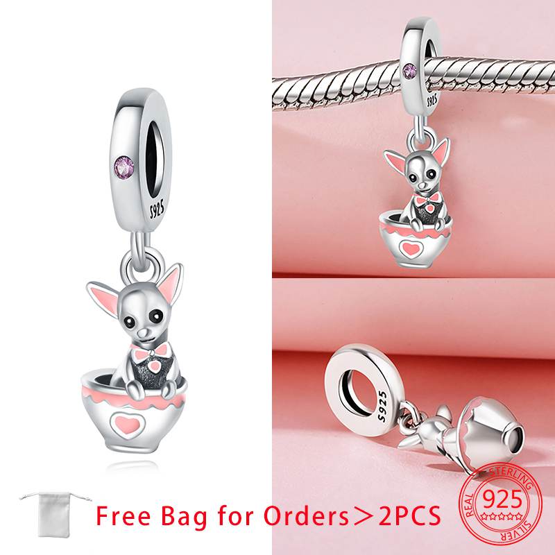 Original Charms Kupfer Rosa Katze Herz Liebe Perlen Passend für Armbänder Perlen Charms Schmuck Geschenkherstellung Feiner Schmuck