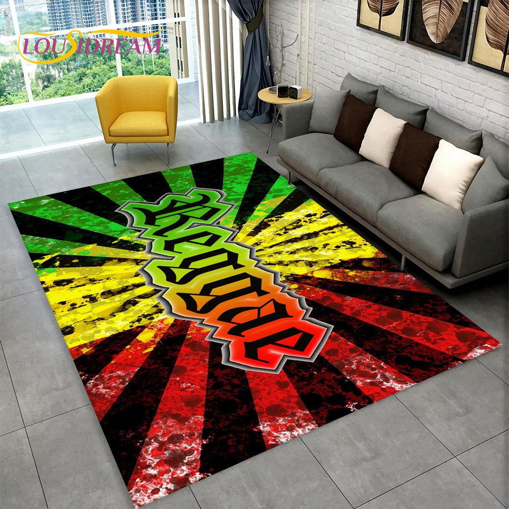 Bob Marley Reggae Music Maple Leaf Jamaican Area Rug,Carpet Rug for Living Room Bedroom Sofa Doormat Decor,Non-slip Floor Mat
